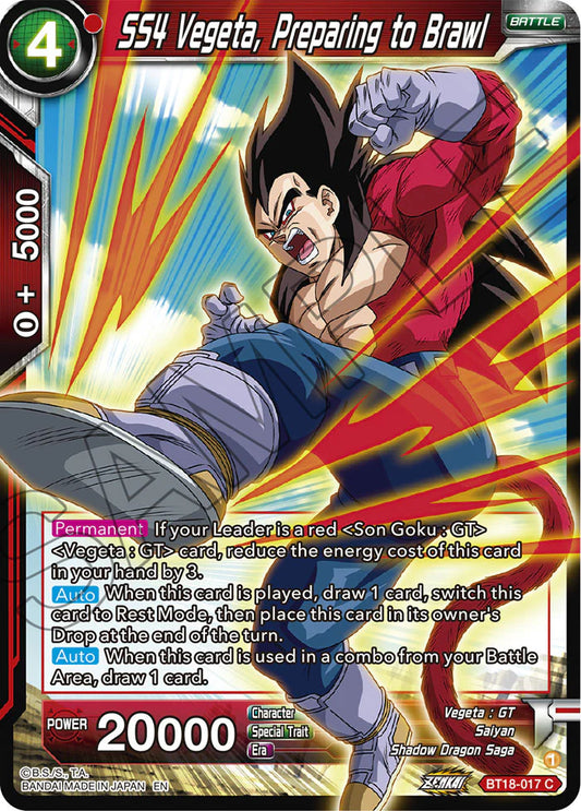 SS4 Vegeta, Preparing to Brawl BT18-017 Holo EN